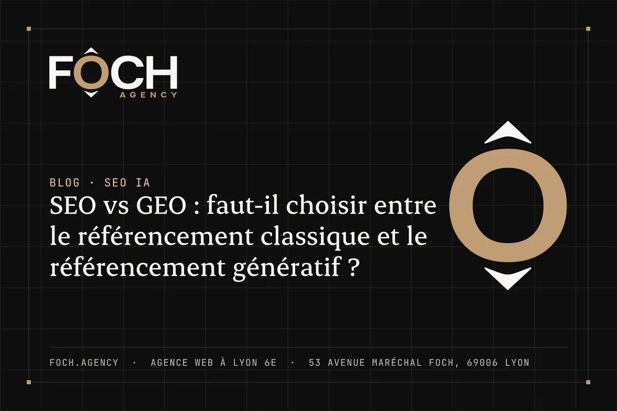 SEO vs GEO : faut-il choisir entre le référencement classique et le référencement génératif ? — FOCH AGENCY, agence web à Lyon 6e